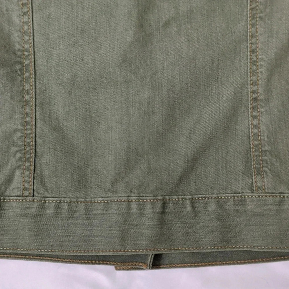 GAP Mock Neck Button Up Denim Jacket, Color Sage Green Size S - Picture 10 of 14